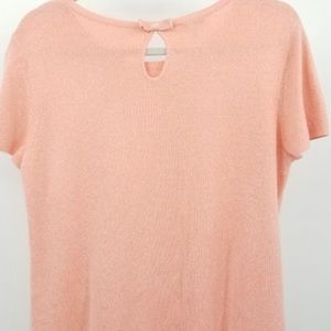 Talbots woman short sleeve sweater keyhole w/bow